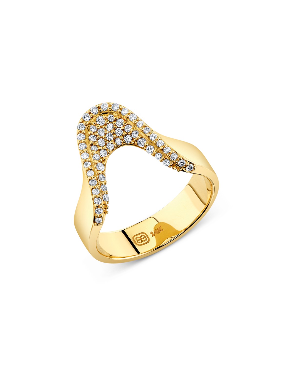 Sydney Evan 14K Yellow Gold Core Diamond Curve Ring