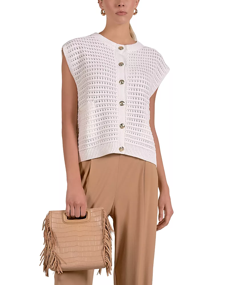 Elan Sleeveless Open Knit Cardigan