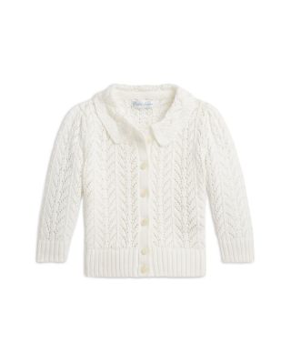 Girls' Pointelle Knit Cotton Collared Cardigan - Baby