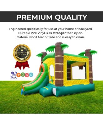 Inflatable Bounce House with Slide (Without Blower) Backyard Inflatable Bouncy House - Built-In Bladder Water Misting System for Kids