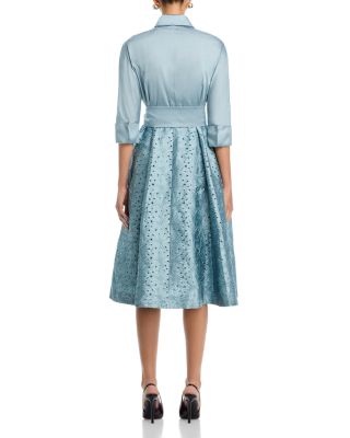 Embroidered Sash Belt Shirt Dress