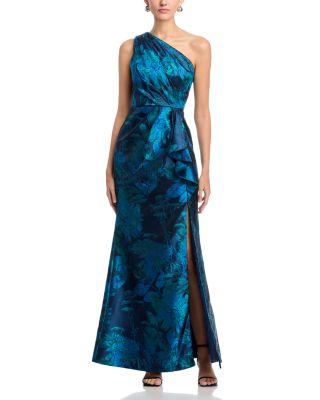 One Shoulder Jacquard Gown