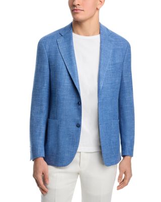 Wool, Silk & Linen Textured Solid Unstructured Slim Fit Sport Coat