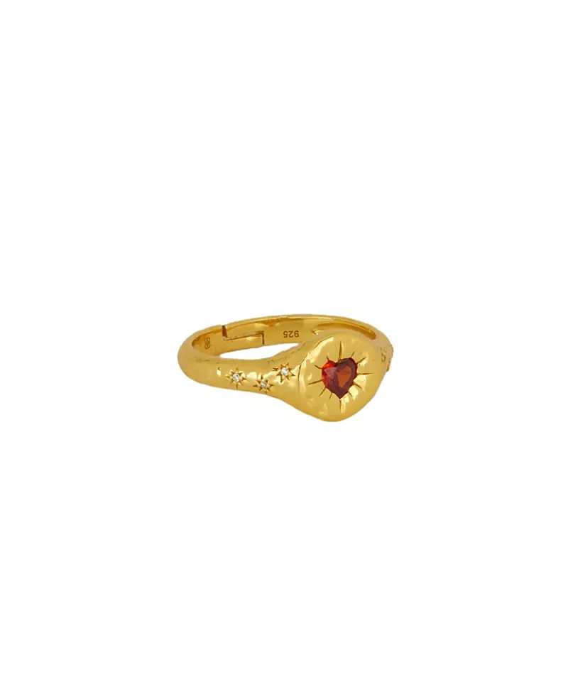 Ottoman Hands Garnet Heart Ring