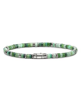 Sterling Silver Heishi Multi Green Stone Bead Bracelet