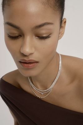 Diamond Station Tennis Necklace in 14K Yellow Gold, 1.0 tcw 