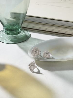 Diamond Flower Ring in 14K White Gold, 2.75 tcw