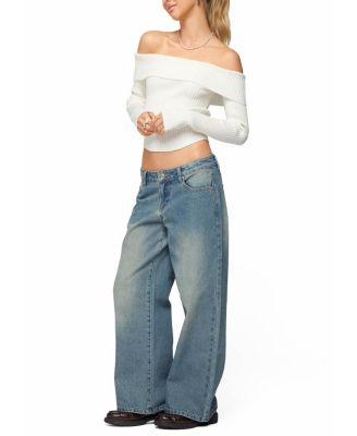 Petite Magda Acid Wash Low Rise Baggy Jeans