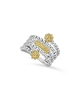 18K Yellow Gold & Sterling Silver Caviar Icon Beaded Wrap Ring