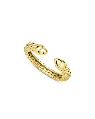18K Yellow Gold Signature Caviar Stack Cuff Ring