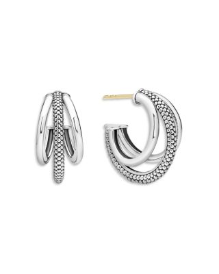 Sterling Silver Signature Caviar Triple Huggie Hoop Earrings