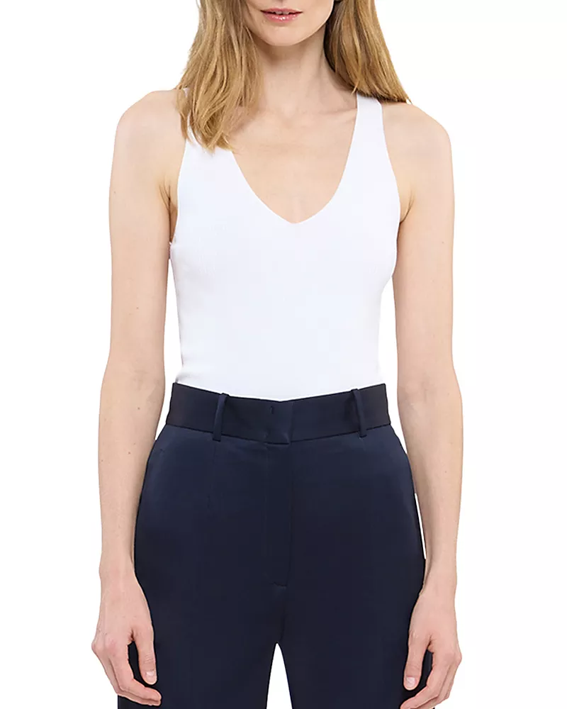 Another Tomorrow Deep V Tank Knit