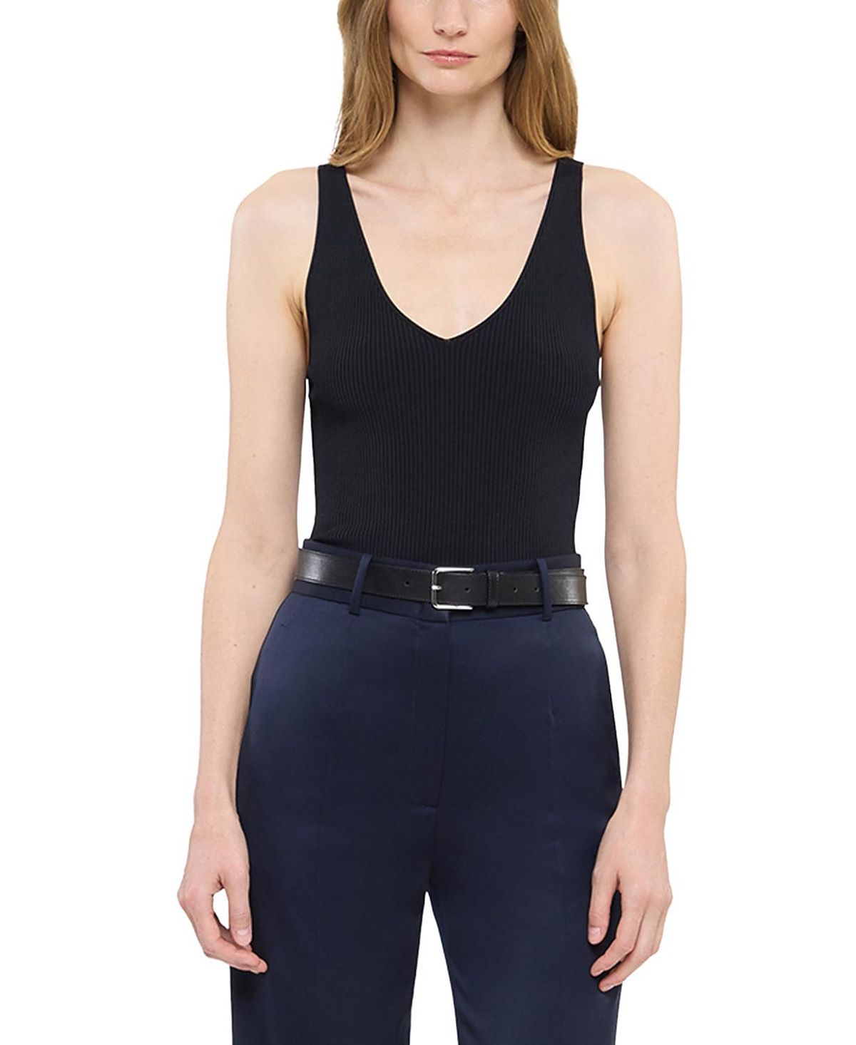 Another Tomorrow Deep V Tank Knit