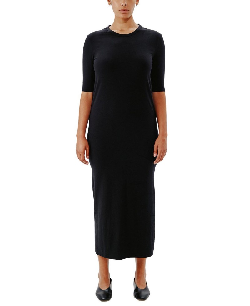 Another Tomorrow Elbow Sleeve Dress in Black