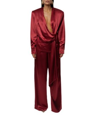  Statement Draped Satin Top
