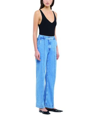  High Waisted Denim Trouser in Light Blue Wash