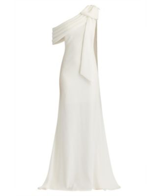  Cassia Bow-Shoulder Crepe Gown