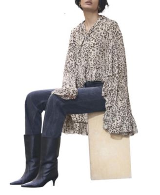  Women's Leopard Print Ruffle Blouse