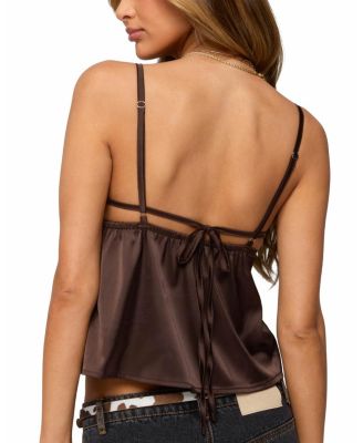 Blanca Satin Effect Lace Trim Tank Top