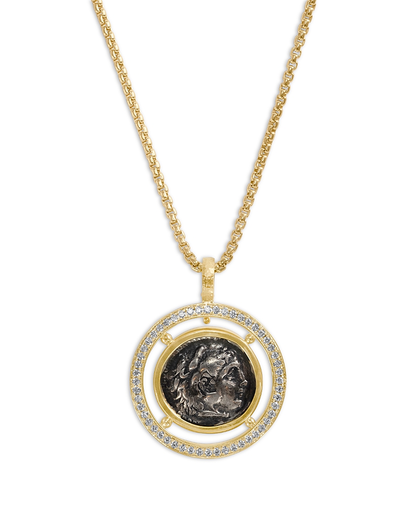 Jorge Adeler 18K Yellow Gold Diamond Alexander the Great Coin Pendant
