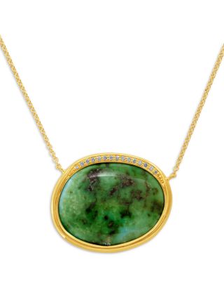 18K Yellow Gold Diamond & Turquoise Sonoran Pendant Necklace, 18"