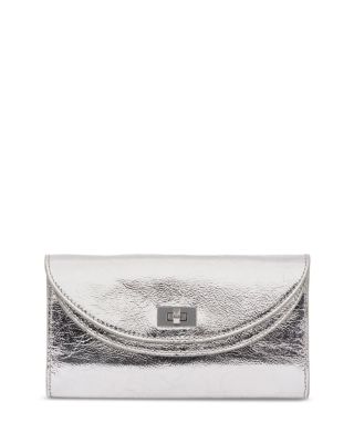Mambo Metallic Silver Leather Clutch
