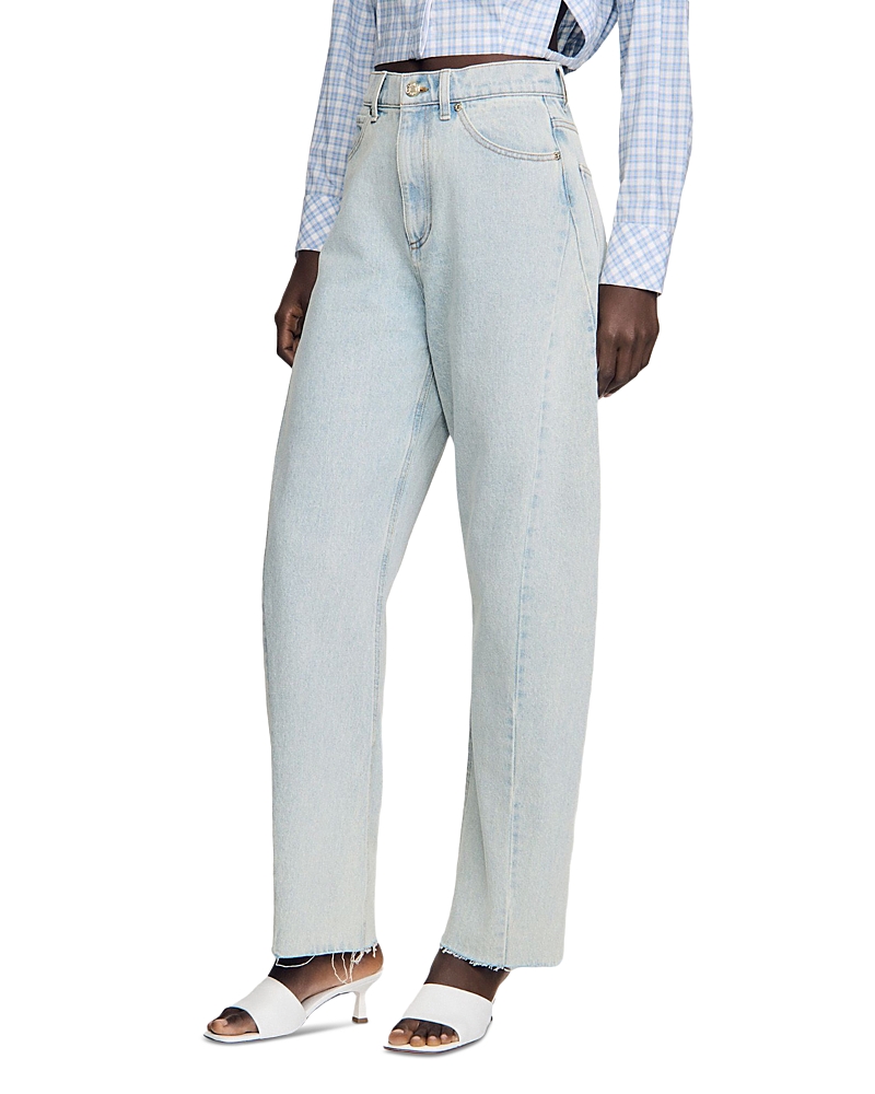 Sandro Ethan Wide Leg Barrel Jeans in Sky Blue