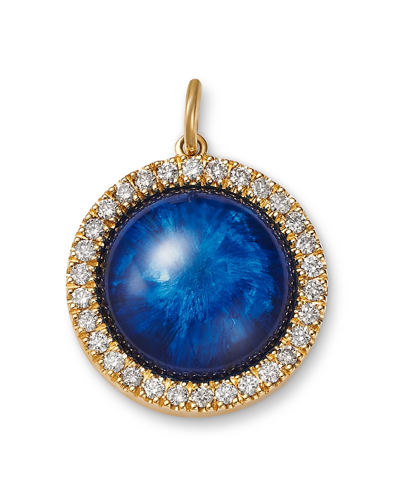 Ileana Makri 18K Yellow Gold Evil Eye Hand Painted Quartz & Champagne Diamond Pendant