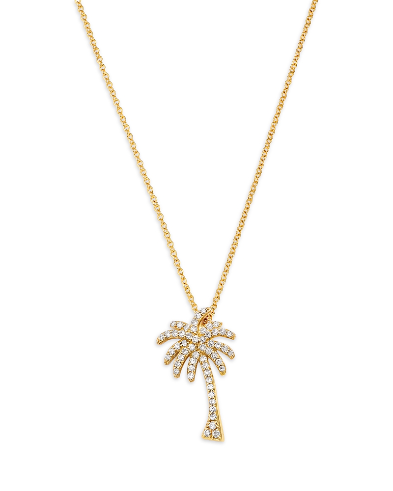 Bloomingdale's Fine Collection Diamond Palm Tree Pendant Necklace in 14K Yellow Gold, 0.25 tcw