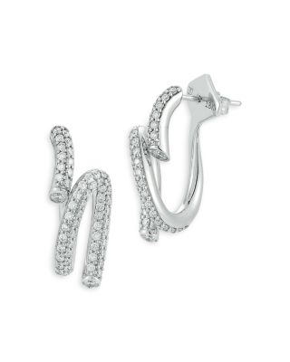 18K White Gold Diamond Duet Thoby Spiral Earrings