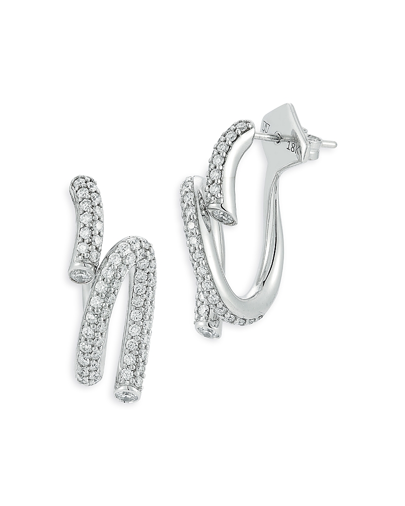 Walters Faith 18K White Gold Diamond Duet Thoby Spiral Earrings