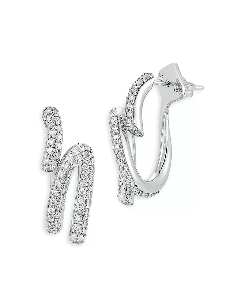 Walters Faith 18K White Gold Diamond Duet Thoby Spiral Earrings