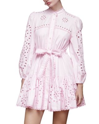 Cotton Broderie Anglaise Belted Shirt Dress