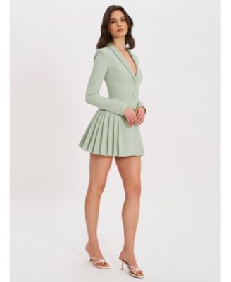 Delia Long Sleeve Blazer Dress with Pleated Detail