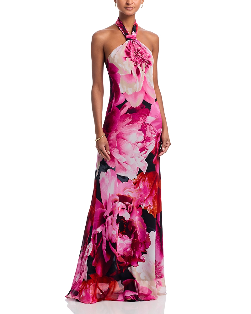 Aqua Knot Neck Chiffon Dress - Exclusive