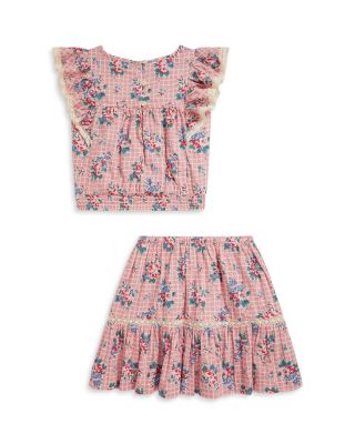 Girls' Floral Slub Cotton Top & Skirt - Little Kid