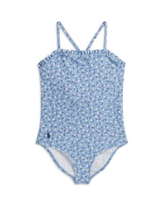 Girls' Floral Ruffled One-Piece Swimsuit - Little Kid
