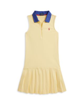 Girls' Pleated Mesh Quarter Zip Polo Dress - Big Kid