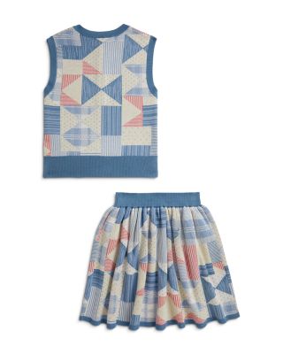 Girls' Patchwork Cotton Cardigan & Skirt Set - Big Kid