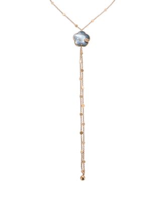 18K Rose Gold Toni Joli Lunar Night Blue Moon Gem & White and Champagne Diamonds Lariat Necklace, 17.3"