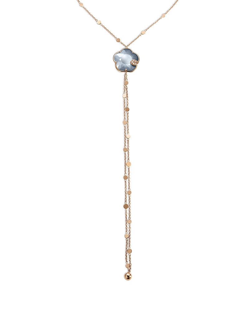 Pasquale Bruni 18K Rose Gold Toni Joli Lunar Night Blue Moon Gem & White and Champagne Diamonds Lariat Necklace, 17.3
