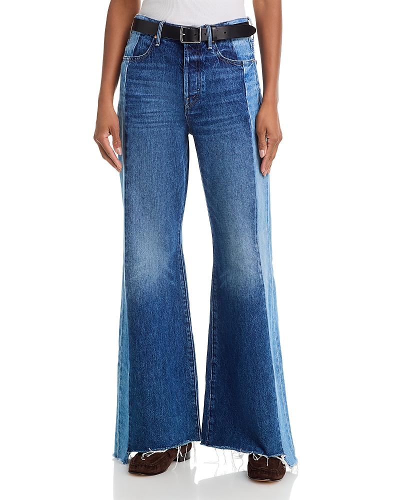 Mother The Tux Sidestepper Sneak High Rise Flare Jeans in Double Take