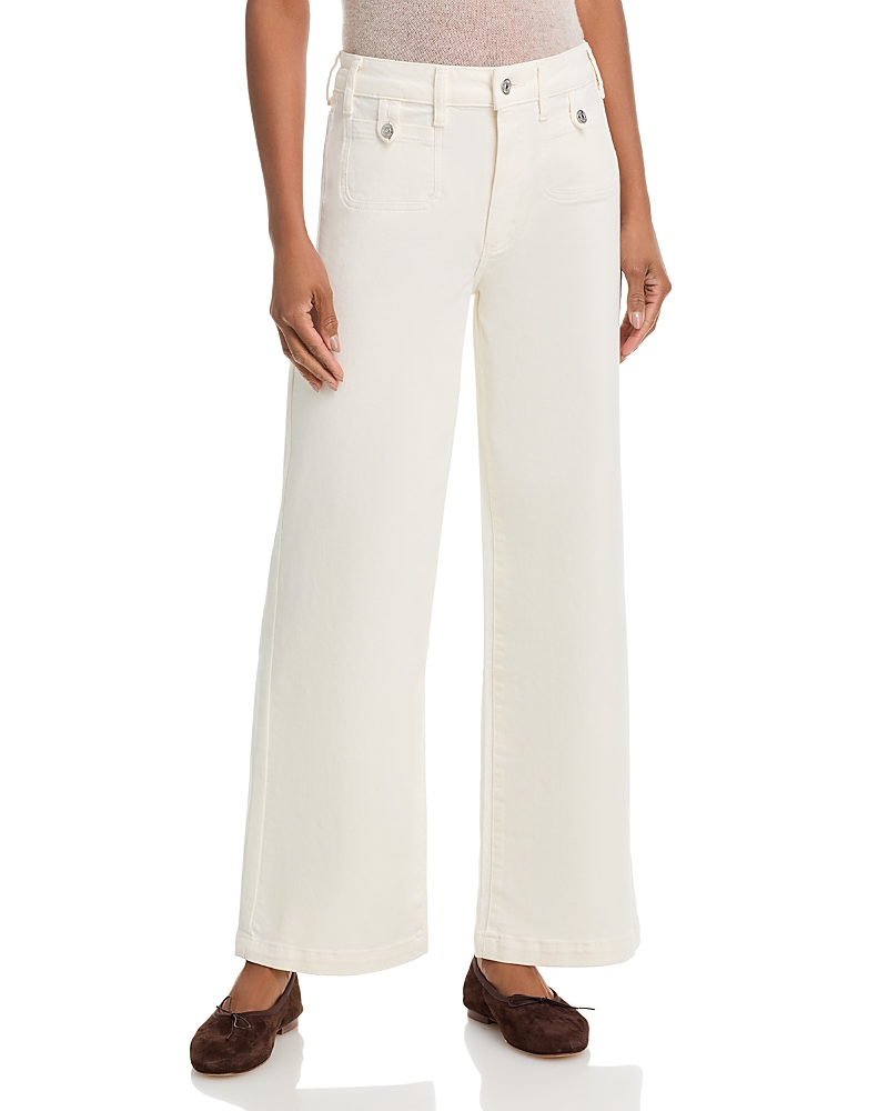 Paige Anessa Rounded Pocket High Rise Wide Leg Jeans in Tonal Ecru