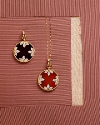 18K Yellow Gold Medallion Diamond & Gemstone Pendant