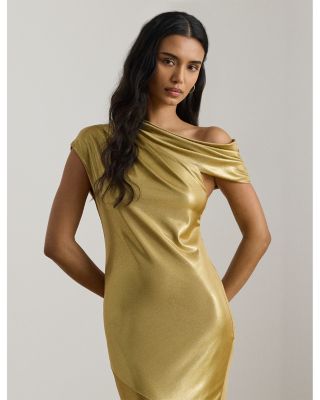 Metallic Jersey Off-the-Shoulder Gown