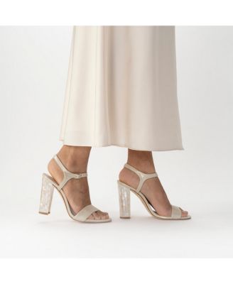  Women's Martina Ankle Strap Pearl Heel Sandal