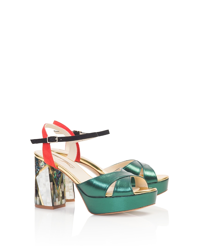 Freya Rose Women's Kami Ankle Strap Pearl Heel Sandal