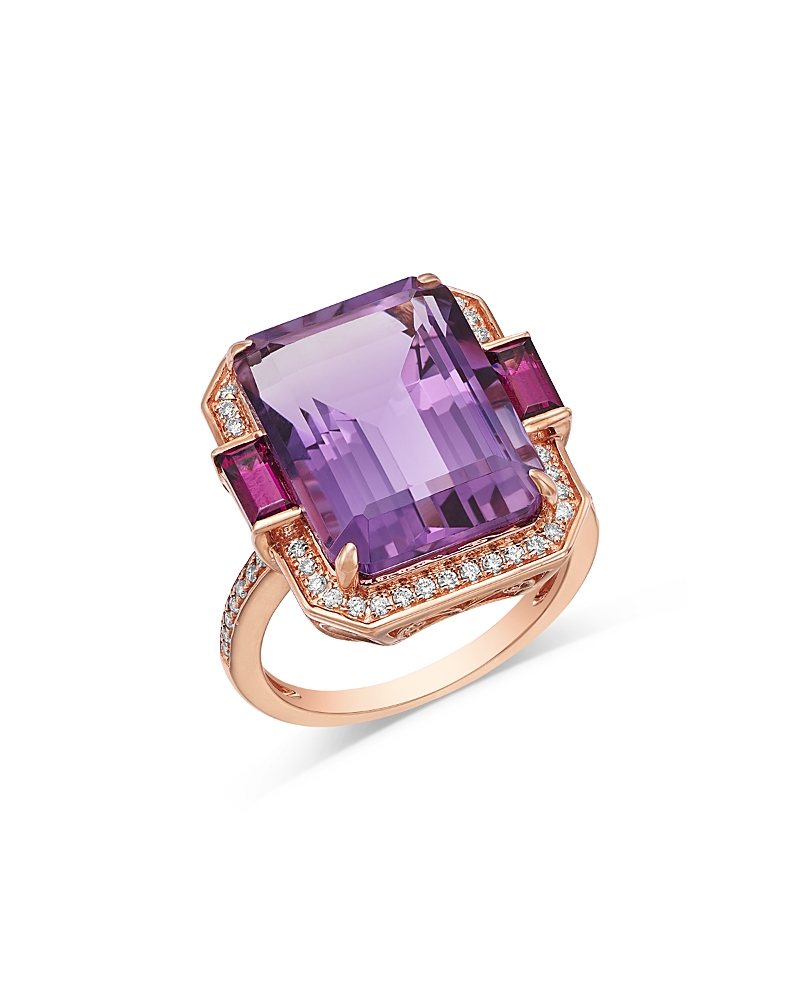 Bloomingdale's Fine Collection Amethyst, Rhodolite, & Diamond Ring in 14K Rose Gold