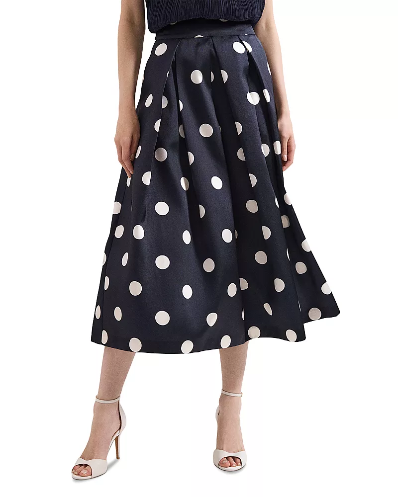 Phase Eight Celeste Navy Spot Print Skirt