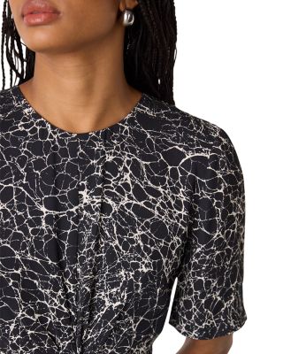 Crackle Print Twist Front Midi Dress